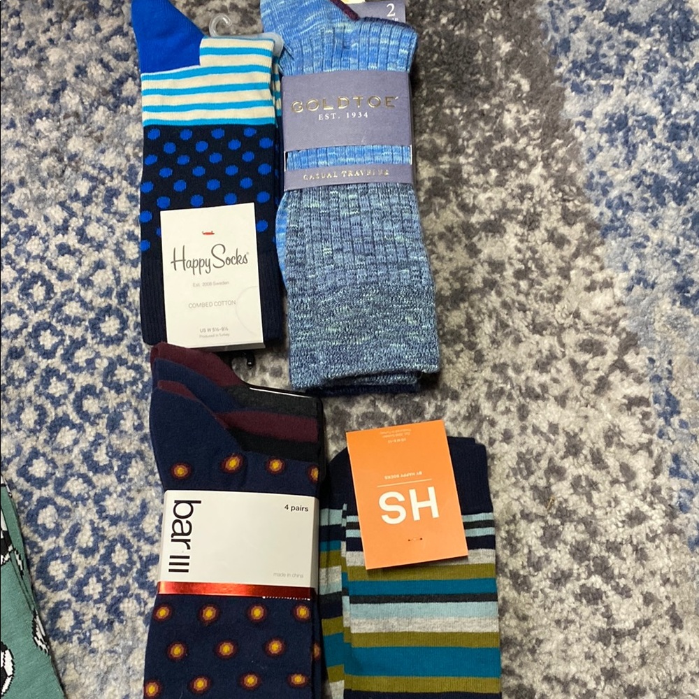 Happy Socks Blue Casual Socks, 2 pack gold toe socks, 4 pack men’s socks